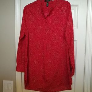 Lauren/ Ralph lauren red mandarin collar tunic top